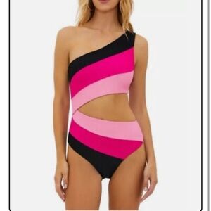 NEW Beach Riot Joyce Stripe Cutout One-Piece Swimsuit